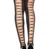 Music Legs Hosiery Criss Cross Net Back Spandex Thigh Highs