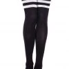 Music Legs Black Football Style Thigh High Sock Stockings With White Stripes Best Sellers 1 Music Legs Black Football Style Thigh High Sock Stockings With White Stripes Best Sellers