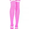 Music Legs Striped Thigh High Socks - Neon Pink/White Glow In The Dark & Neon