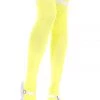 Music Legs Striped Thigh High Socks - Neon Yellow/White Glow In The Dark & Neon