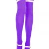 Music Legs Striped Thigh High Socks - Purple/White