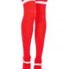 Music Legs Striped Thigh High Socks - Red/White Hosiery