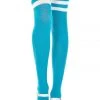 Music Legs Striped Thigh High Socks - Turquoise/White Hosiery