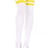Music Legs Striped Thigh High Socks - White/Yellow Hosiery
