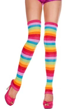 Music Legs Rainbow Thigh High Footless Stockings