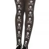 Music Legs Hosiery White Skull Print Backseam Thigh Highs 2 Music Legs Hosiery White Skull Print Backseam Thigh Highs