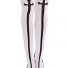 Music Legs Gothic Cross Print Thigh Highs - White/Black