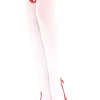 Music Legs Hosiery White Thigh High Stockings With White Nurse Cross