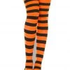Music Legs Neon Orange And Black Striped Thigh High Leggings Hosiery 2 Music Legs Neon Orange And Black Striped Thigh High Leggings Hosiery