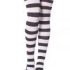 Music Legs Hosiery Black & White Striped Opaque Thigh High Stockings