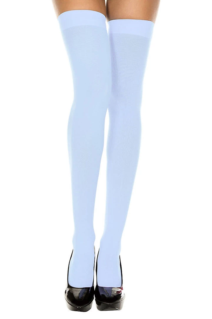Music Legs Baby Blue Opaque Thigh High Stockings Hosiery 3 Music Legs Baby Blue Opaque Thigh High Stockings Hosiery