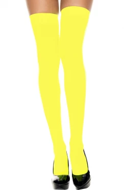 Music Legs Yellow Opaque Thigh High Stockings Hosiery
