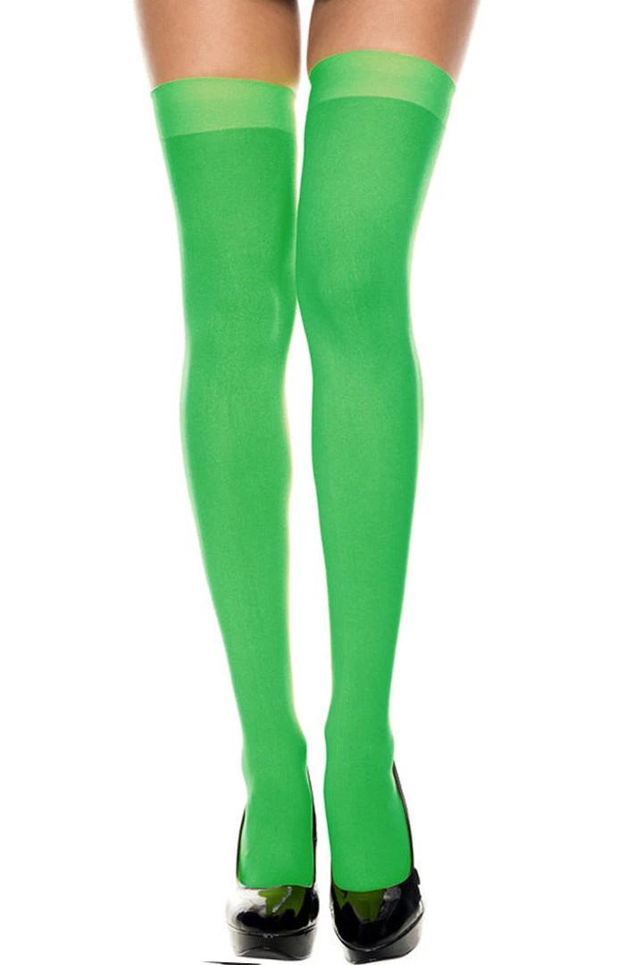 Music Legs Opaque Green Thigh High Stockings 3 Music Legs Opaque Green Thigh High Stockings