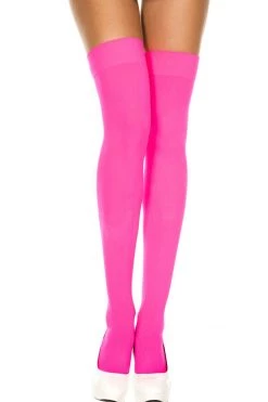 Music Legs Glow In The Dark & Neon Hot Pink Opaque Thigh High Stockings