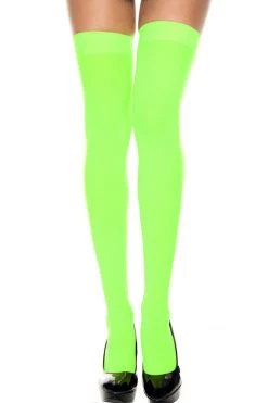 Music Legs Glow In The Dark & Neon Neon Green Opaque Thigh High Stockings