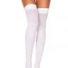 Music Legs Hosiery White Opaque Thigh High Stockings