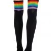 Music Legs Rainbow Clothing Black Thigh High Sock Stockings W/ Rainbow Stripes 2 Music Legs Rainbow Clothing Black Thigh High Sock Stockings W/ Rainbow Stripes