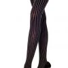 Music Legs Pin Striped Opaque Thigh High Stockings