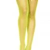 Music Legs Neon Green Thigh High Fishnet Stockings With Rainbow Bows