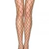Music Legs Fishnet Black Diamond Net Stockings With Wide Bands