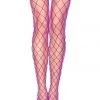 Music Legs Purple Diamond Net Stockings With Wide Bands Fishnet