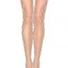 Music Legs Fishnet White Diamond Net Stockings With Wide Bands