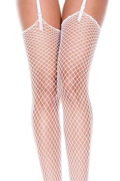 Music Legs White Mini Diamond Net Spandex Stockings Fishnet
