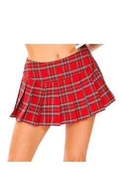 Roma Pleated Red Plaid Skirt School Girl Outfits