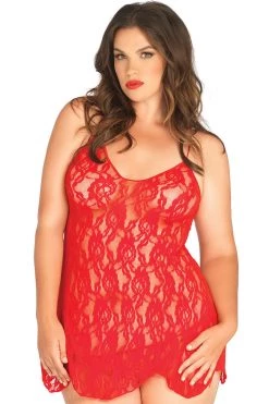 Leg Avenue Red Rose Lace Flair Chemise Lingerie