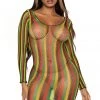 Leg Avenue Rasta Net Long Sleeve Mini Dress
