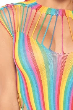 Leg Avenue Rainbow Shredded Opaque Cut Out Teddy With Snap Crotch 10 Leg Avenue Rainbow Shredded Opaque Cut Out Teddy With Snap Crotch