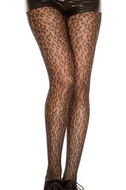 Music Legs Black Leopard Print Fishnet Pantyhose