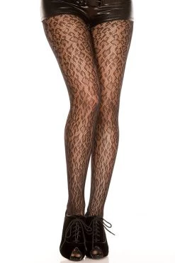 Music Legs Black Leopard Print Fishnet Pantyhose