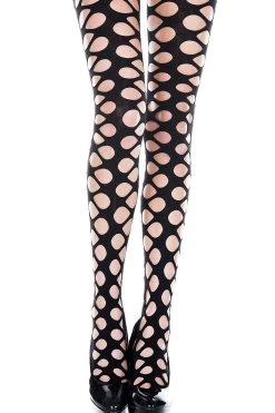 Music Legs Hosiery Net Cutout Holes Pantyhose