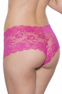 Popsi Lingerie Hot Pink Lace Crotchless Boyshort Panty