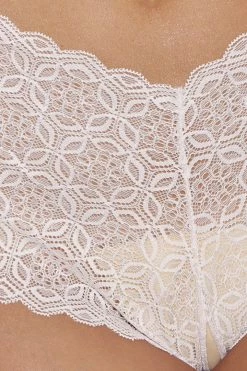 Popsi Lingerie Pink Lace Crotchless Boyshort Panty