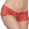 Popsi Red Lace Crotchless Boyshort Panty Lingerie