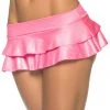 Mapale Wet Look Pink Layered Ruffle Mini Skirt