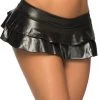 Mapale BDSM Lingerie Wet Look Black Layered Ruffle Mini Skirt