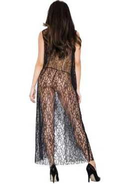 Music Legs Sensuous Cravings Lace Open Front Gown & Panty