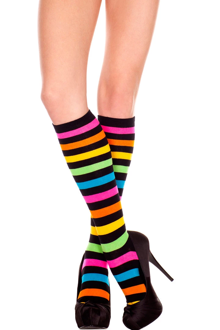 Music Legs Rainbow Knee High Sock Stockings 3 Music Legs Rainbow Knee High Sock Stockings