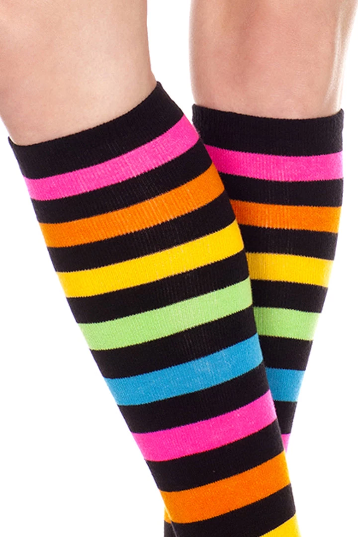 Music Legs Rainbow Knee High Sock Stockings 4 Music Legs Rainbow Knee High Sock Stockings