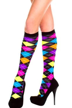 Music Legs Multi-color Argyle Knee High Stockings