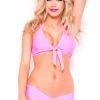 Music Legs Valentines Day Lingerie Hot Pink Stretch Tie Front Top And Micro Mini Shorts