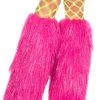 Music Legs Glow In The Dark & Neon Glittery Hot Pink Furry Leg Warmers