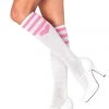 Leg Avenue Lingerie White & Pink Heart Athletic Knee Socks