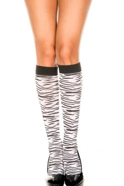 Music Legs Zebra Striped Knee High Stockings Hosiery