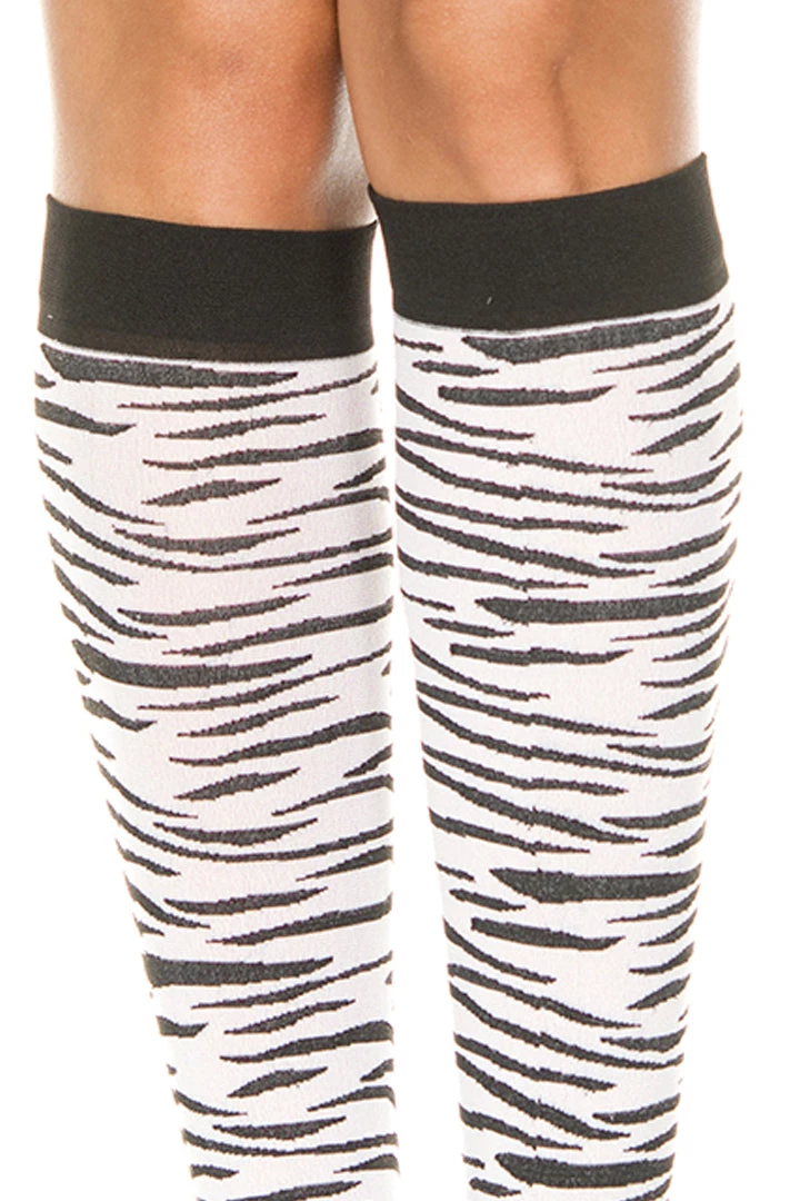 Music Legs Zebra Striped Knee High Stockings Hosiery 4 Music Legs Zebra Striped Knee High Stockings Hosiery