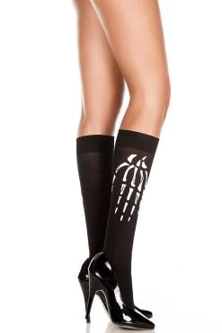 Music Legs Hosiery Skeleton Print Spandex Knee High