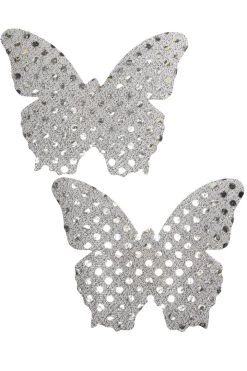 GE Apparel Accessories Silver Sequin Butterfly Nipple Pasties